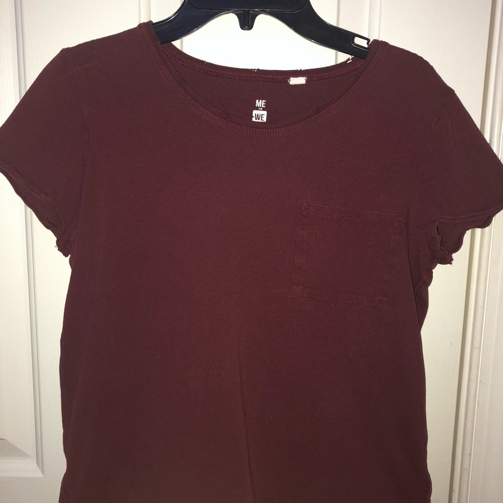 Pacsun Maroon Distressed Top with Pocket